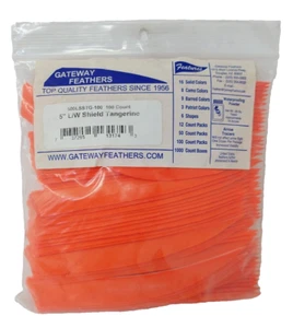 100 Pack Gateway Feathers 5" Left Wing: Shield Tangerine Orange 500LSSTG-100 - Picture 1 of 3
