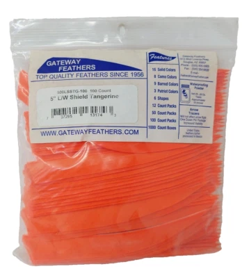 100 Pack Gateway Feathers 5" Left Wing: Shield Tangerine Orange 500LSSTG-100 - Image 1 of 3