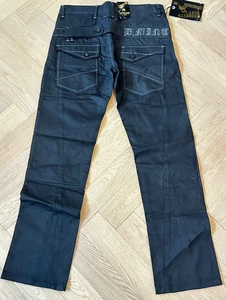 Brooklyn Mint waxed denim jeans, Mens black urban retro vintage pants 34 - Picture 1 of 5
