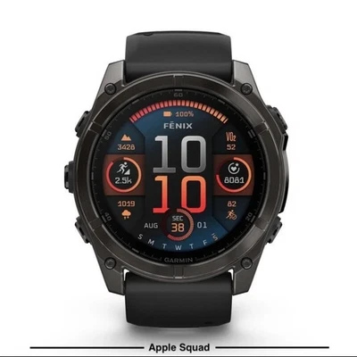 GARMIN FENIX 8 51MM AMOLED SAPPHIRE GREY TITANIUM BLACK STRAP SMARTWATCH RRP£949 - Image 1 of 2