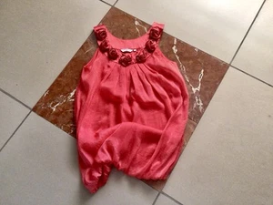 Women’s Vivid Red Sleeveless Top With Roses Size 12 For Parties Weddings Holiday - Picture 1 of 13