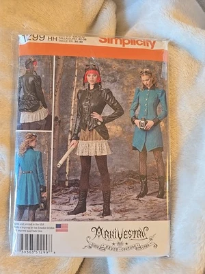 Abrigo Chaqueta Falda Simplicity 1299 Patrón Costura Steampunk Adulto Mujer 6 8 10 12 Foto 1 de 2