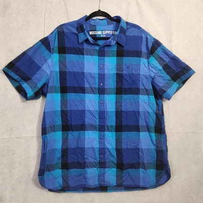 Camisa Mossimo con botones para hombre talla XXL manga corta cuello bolsillo cuadros azul Foto 1 de 4