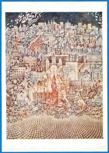 Georgia artist G.Dolenjashvili Russian postcard THE CAPITAL OF PEACE AND LABOR - Foto 1 di 2