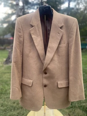 Vintage Bill Blass  100% Pure Cashmere Tan Two Button Blazer Suit Coat Made USA - Image 1 of 4