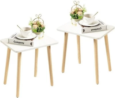 White End Tables Set of 2, Small Side Tables Accent Tables Living Room, Boho ... - Image 1 of 4