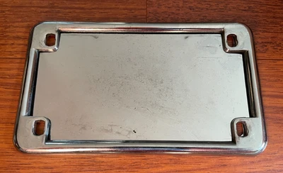 Motorcycle / Harley Davidson 4" x 7" Chrome License Plate Frame & Backing Plate - Image 1 of 3