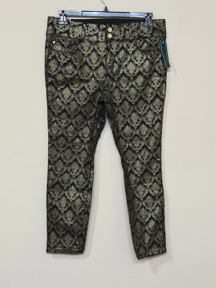 Pantalones al tobillo ajustados de tiro medio con estampado animal negro/dorado Thalia Sodi para mujer 14 Foto 1 de 4