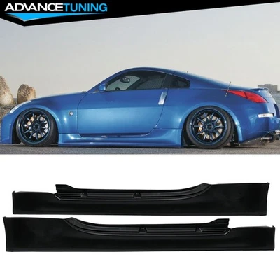 Fits 03-09 Nissan 350Z V Style Unpainted Side Skirts Extension Rocker Panel PU - Image 1 of 4
