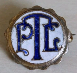 Mystery Vintage Enamel Pin Badge Possibly PTL or TPL? Blue, White & Gold Toned - Picture 1 of 2