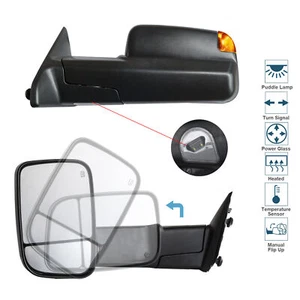 Tow Mirrors For 2014 2015 2016 2017 2018 Dodge Ram 1500 Power Heated LED Signal - Foto 1 di 11