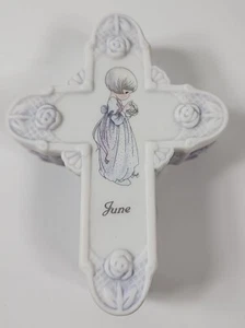 Precious Moments 1998 Porcelain Cross June Trinket Box Collectible           L13 - Picture 1 of 9