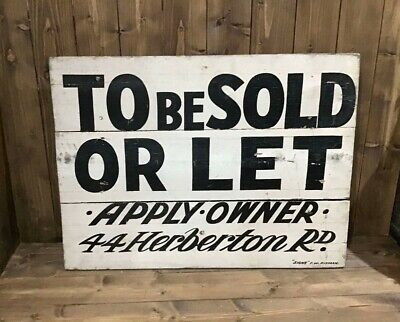 Vintage Wooden Sign Written For Sale Or To Let House Sign Board By Pitman • 194.18$
