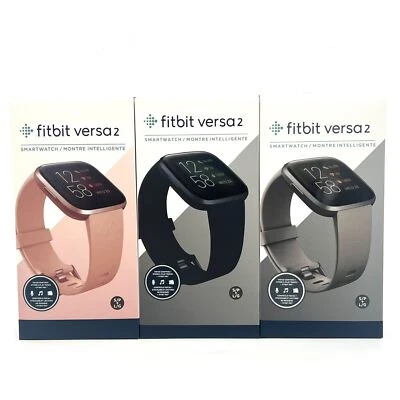 NEW Fitbit Versa 2 Health Fitness Smartwatch S & L Sizes Black/Grey/Rose Gold - Image 1 of 4