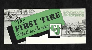 Vintage G & J Gormully & Jeffrey Tire Ink Blotter Advertisement - Imagen 1 de 2