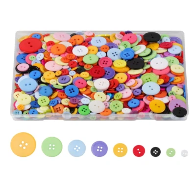 1000 Piezas Botones de Resina, Tamaños Surtidos Botones Redondos Artesanía para Coser Hágalo Usted Mismo Artesanía Foto 1 de 4