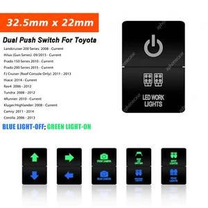 Dual Push Switch Button For Toyota Rav4 Interior OFF&LED WORK LIGHTS Control - Picture 1 of 11