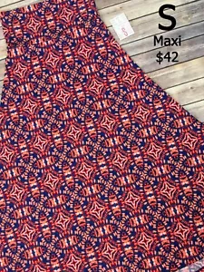 SMALL MAXI Skirt LULAROE ~ ORANGE & ROYAL BLUE PATTERN~ Sizes 6-8; Slinky Fabric - Picture 1 of 3
