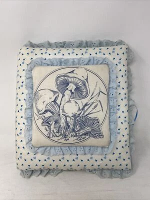 Vintage 80s Mushroom Decorated Picture Album Full Page Blue Lace Trimmed - Image 1 of 4