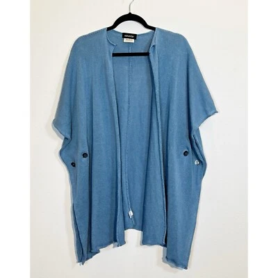 ESKANDAR 100% Linen Sweater Blue Open Front Cardigan Womens One Size Lagenlook - Image 1 of 4