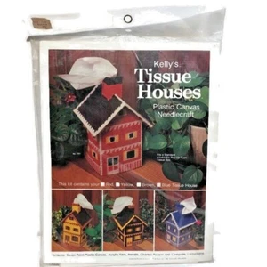 NEW Mi-Bryn Tissue Box House Plastic Canvas Needlecraft Kit 1702 4.5"x4.5"x5.5" - Picture 1 of 3