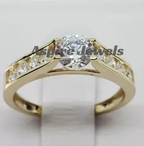 1 Ct Round Cut VVS1 Moissanite Solitaire Engagement Ring Solid 14k Yellow Gold - Picture 1 of 5