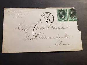 1870er PAPIERLAGER Postgeschichte Brief BOSTON, MASSE nach MANCHESTER, CT - Bild 1 von 2