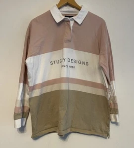 Stussy Ladies Top Size 10 Cropped Cotton Rugby Spell Out Logo Collared Casual - Bild 1 von 15