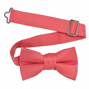 Boys Bow Tie Quality clip on adjustable neck band Satin Solid Pattern Colors - Picture 1 of 95