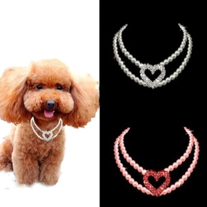 Allacki Künstliche Perle Prinzessin Haustier Halsband Halskette für kleine mittlere Hunde - Bild 1 von 7