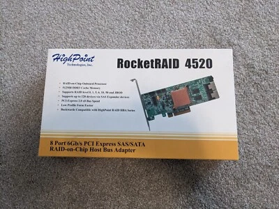HIghPoint RocketRAID 4520 512MB DDR3 Cache PCI Express SAS/SATA With BBU - Image 1 of 4