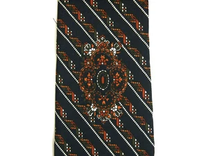 A Picci Herren Krawatte Krawatte schwarz braun geometrisch gestreift 100 % Seide 56" kurz - Bild 1 von 4