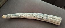 FAUX ANTIQUE CARVED DECORATED SCRIMSHAW WALRUS TUSK 1842