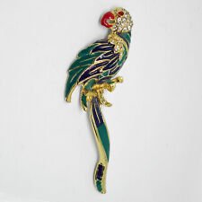 Vintage Large Enamel Rhinestone Parrot Brooch, Emaille Strass Papagei Brosche