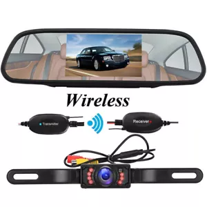 Wireless IR Rear View Backup Reverse Camera Kit w/ 4.3" Car LCD Mirror Monitor - Picture 1 of 24