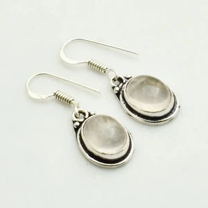 Rose Quartz Gemstone Handmade Drop Dangle Earrings Jewelry For Her 1.2" AE-78768 - Picture 1 of 1