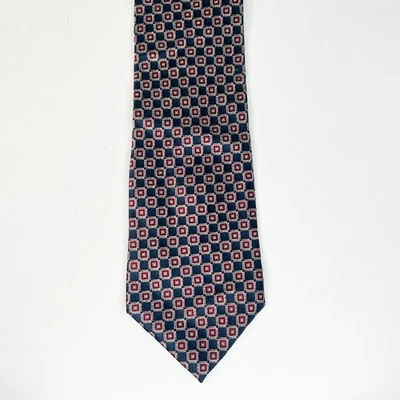 Corbata Alexander Lloyd Estampado Geométrico Para Hombre Azul Marino Borgoña 100% Seda EE. UU. Foto 1 de 4