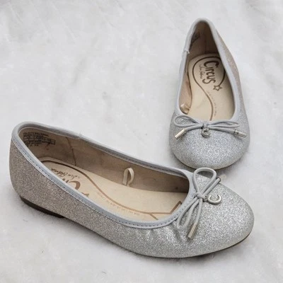 Circus by Sam Edelman Girl Ballerina Flats Silver Gold Glitter Bow Sz 2 - Image 1 of 4