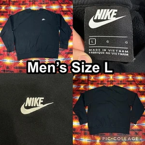 Sudadera polar Nike Club para hombre grande negra pulóver Swoosh logotipo cuello redondo - Imagen 1 de 9