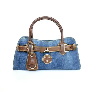 Bolso de Mano MIU MIU Vintage Denim/Cuero Candado Doble Asa - Imagen 1 de 11