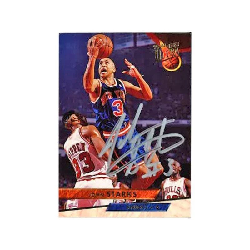 Cartão comercial Fleer autografado e inscrito John Starks #3 1993-94 - Imagem 1 de 1