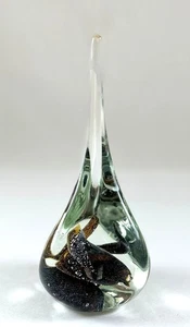 Art Glass Teardrop Sculpture Paperweight Heavy 7 x 3" - Picture 1 of 6