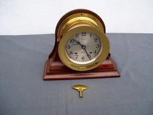 VINTAGE CHELSEA SHIPS BELL CLOCK WITH CRADLE ABERCROMBIE & FITCH CO. NEW YORK - Picture 1 of 13