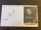 Carte d'index dédicacée Tony Leswick Detroit Red Wings Rangers 3x5 signée