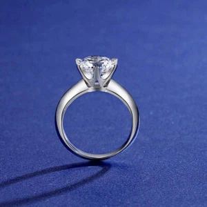 1.5ct. 6 Prong Setting Solitaire Solid Silver 925 Moissanite Ring-GRA-S9 - Picture 1 of 7