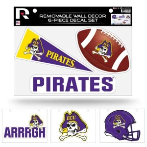 Juego de 6 pegatinas de pared extraíbles de los Piratas de Carolina del Este - Imagen 1 de 5