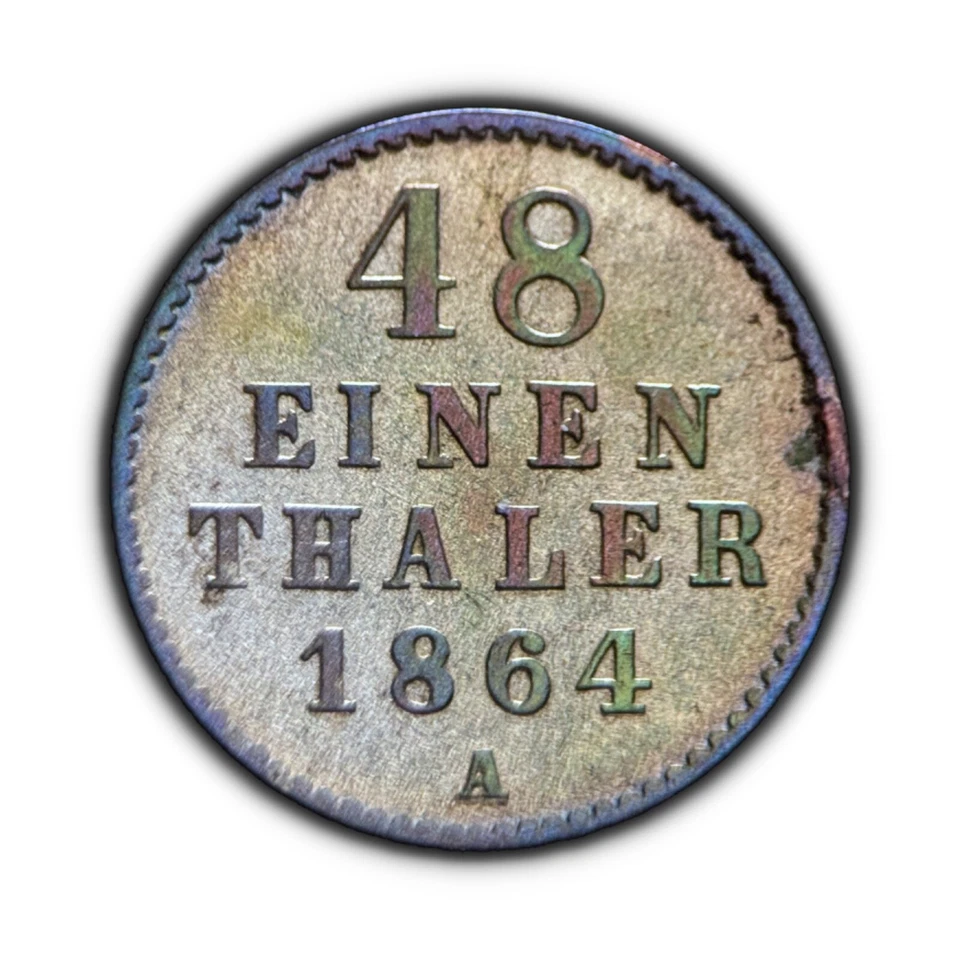 GERMANY. 1864, 1/48 Thaler, Silver - Mecklenburg-Strelitz, Frederick Wiliiam A - Image 1 of 3