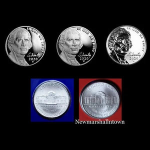 2020 P+D+S+W+W Jefferson Nickel Mint Proof Set ~ (3) Proofs and PD from Mint Set - Picture 1 of 9