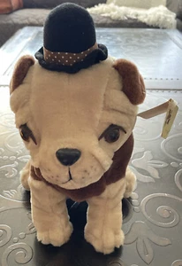 VTG Plushland Toy Co. Bulldog Puppy Stuffed Animal “Spike Cartoon Hat” Plush 12” - Picture 1 of 8
