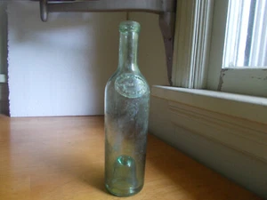 BOTELLA DE ACEITE DE OLIVA BURDEOS HUILE D'OLIVE EUGENE DU RAIX SELLO APLICADO CRUDO DÉCADA DE 1870 - Imagen 1 de 8
